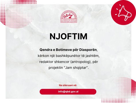 Njoftim për bashkëpunëtor të jashtëm redaktor shkencor (antropolog)